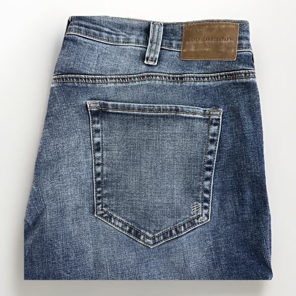 Silver Jeans Mens 42x32 Blue Zac Straight Denim Stretch Light Wash - Picture 1 of 6